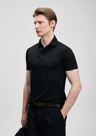 111040241 Erkek Siyah Polo Yaka T-shirt - 2