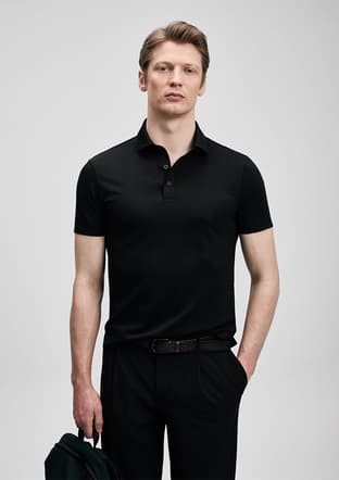 111040241 Erkek Siyah Polo Yaka T-shirt - 3