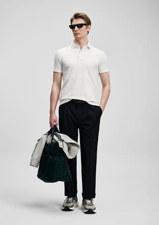 111040241 Erkek Beyaz Polo Yaka T-shirt - 2
