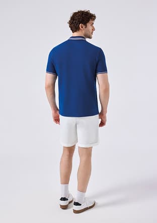 6Sm5051 Erkek Mavi Polo Yaka T-shirt - 2
