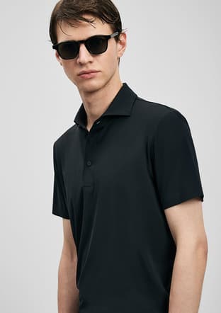 111040240 Erkek Siyah Polo Yaka T-shirt - 3