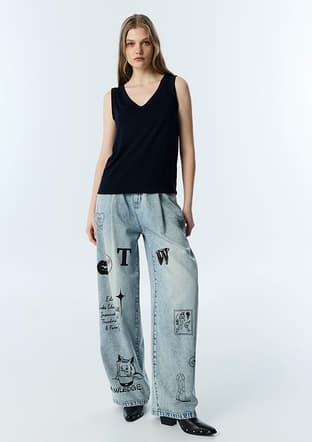 Ts1260070137 Kadın Lacivert Basic T-shirt - 3