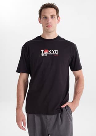 262 Lcm 242048 Erkek Siyah O Yaka T-shirt - 1