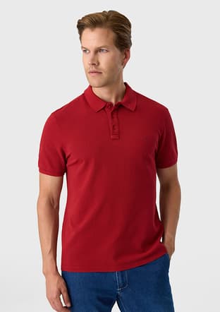 B35S10018 Erkek Kırmızı Polo Yaka T-shirt - 2