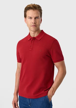 B35S10018 Erkek Kırmızı Polo Yaka T-shirt - 3