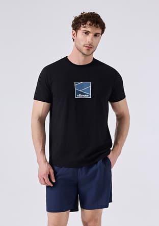 6Sm5025 Erkek Siyah Baskılı T-shirt - 1