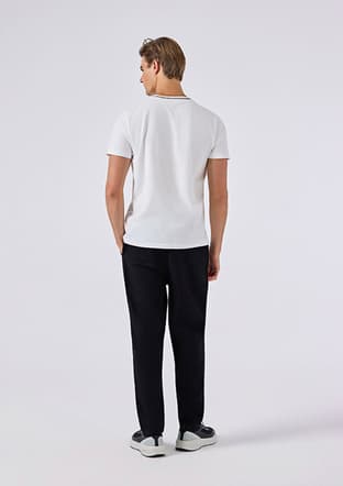 6Sm5058 Erkek Beyaz Triko T-shirt - 2