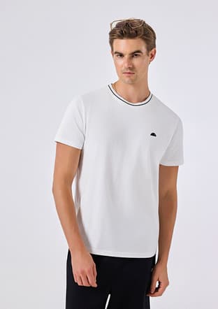 6Sm5058 Erkek Beyaz Triko T-shirt - 3