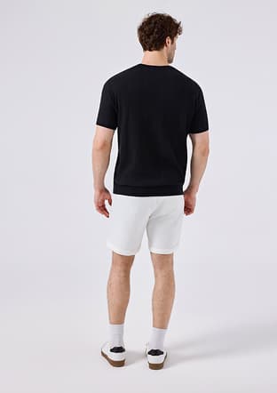6Sm5057 Erkek Siyah Triko T-shirt - 2