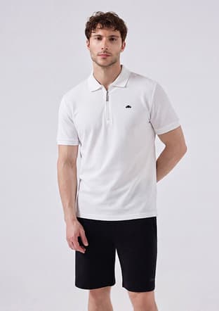 6Sm5048 Erkek Beyaz Polo Yaka T-shirt - 1