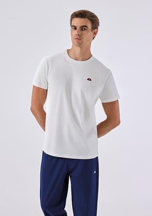 6Sm5069 Erkek Beyaz Bisiklet Yaka T-shirt - 3