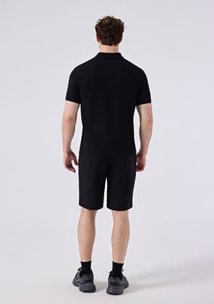 6Sm5048 Erkek Siyah Polo Yaka T-shirt - 2