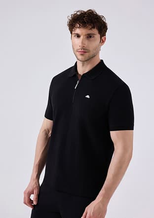 6Sm5048 Erkek Siyah Polo Yaka T-shirt - 3