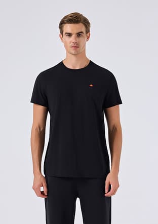 6Sm5069 Erkek Siyah Bisiklet Yaka T-shirt - 1