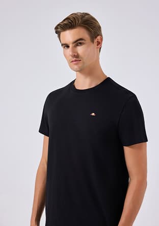 6Sm5069 Erkek Siyah Bisiklet Yaka T-shirt - 2