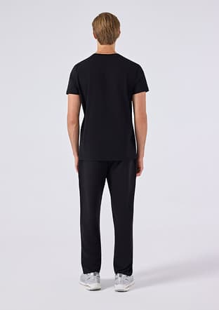 6Sm5069 Erkek Siyah Bisiklet Yaka T-shirt - 3