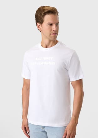 Bts1006800000 Erkek Beyaz Bisiklet Yaka T-shirt - 1