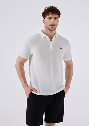 6Sm5062 Erkek Beyaz Polo Yaka T-shirt - 1