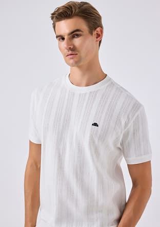 6Sm5057 Erkek Beyaz Triko T-shirt - 2