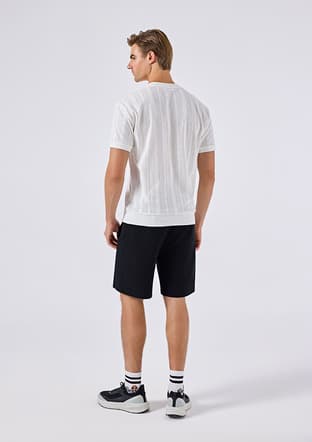 6Sm5057 Erkek Beyaz Triko T-shirt - 3