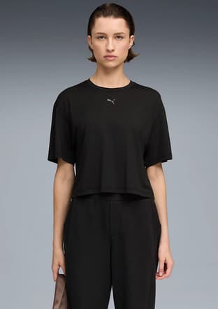 52745701 Kadın Siyah Baskılı T-shirt - 1