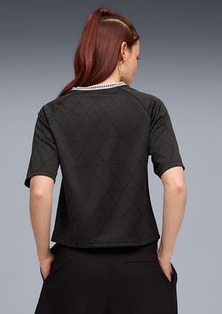 69186001 Kadın Siyah Baskılı T-shirt - 2