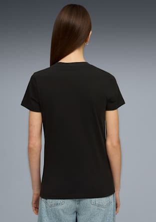 69176001 Kadın Siyah Baskılı T-shirt - 2