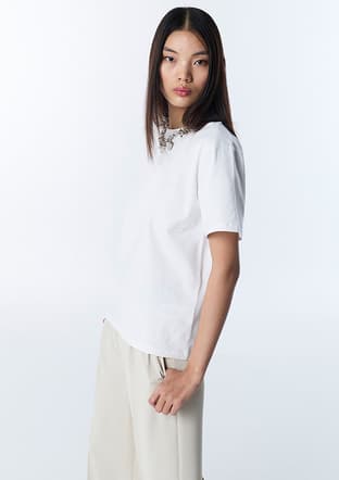 Ts1260070093 Kadın Beyaz Bisiklet Yaka T-shirt - 3