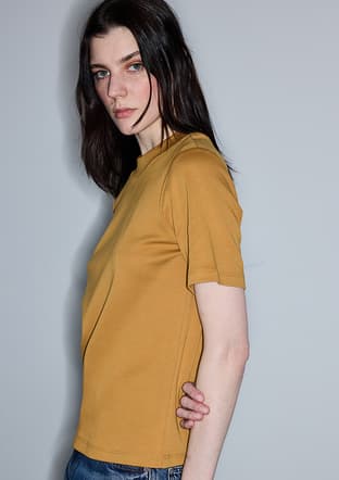 Is1260070101 Kadın Sarı Bisiklet Yaka T-shirt - 3