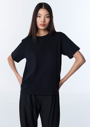 Ts1260070093 Kadın Siyah Bisiklet Yaka T-shirt - 1