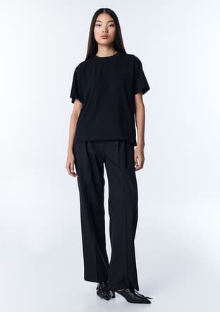 Ts1260070093 Kadın Siyah Bisiklet Yaka T-shirt - 2
