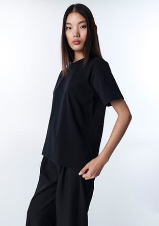 Ts1260070093 Kadın Siyah Bisiklet Yaka T-shirt - 3
