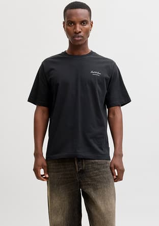 12287990 Erkek Siyah Baskılı T-shirt - 1