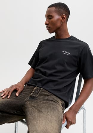 12287990 Erkek Siyah Baskılı T-shirt - 2