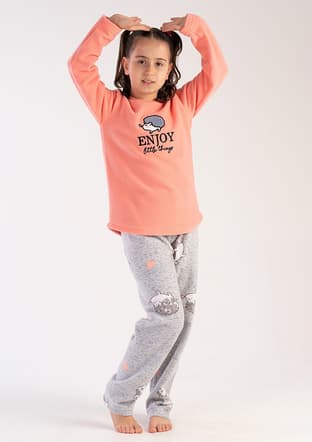 3030420275 Kız Çocuk Turuncu Pijama - 2