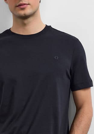 B35T10004 Erkek Siyah Bisiklet Yaka T-shirt - 2