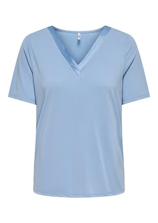 15368626 Kadın Mavi V Yaka T-shirt - 1