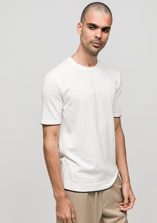 Joe34185 Erkek Beyaz Triko T-shirt - 2