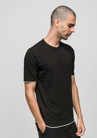 Joe34185 Erkek Siyah Triko T-shirt - 2