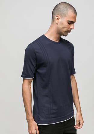 Joe34185 Erkek Lacivert Triko T-shirt - 2