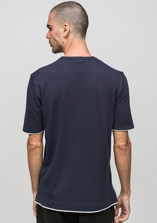 Joe34185 Erkek Lacivert Triko T-shirt - 3