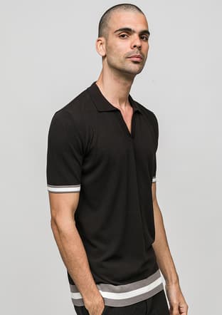 Joe34020 Erkek Siyah Polo Yaka T-shirt - 1