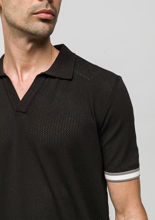 Joe34020 Erkek Siyah Polo Yaka T-shirt - 3