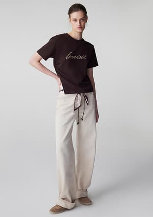 Is1260070045 Kadın Kahverengi Baskılı T-shirt - 2