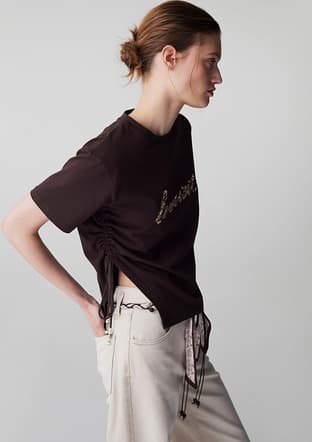 Is1260070045 Kadın Kahverengi Baskılı T-shirt - 3