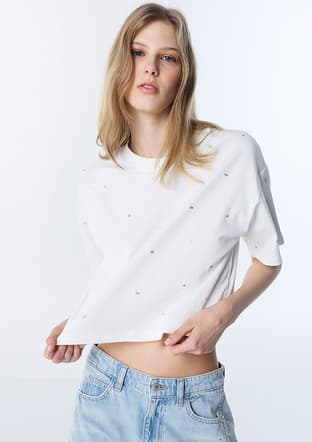 Ts1260070091 Kadın Beyaz Baskılı T-shirt - 1