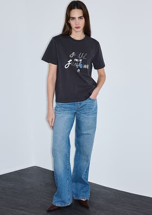 Is1260070103 Kadın Antrasit Baskılı T-shirt - 2