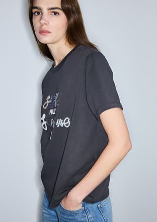Is1260070103 Kadın Antrasit Baskılı T-shirt - 3