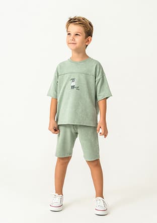 Rp3734-2 Erkek Çocuk Yeşil Pijama - 1