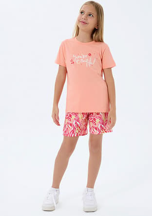 Rp3806-2 Kız Çocuk Turuncu Pijama - 1